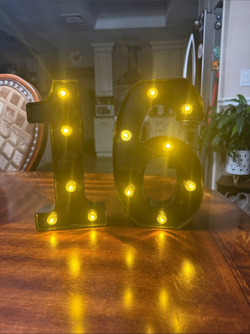 Black LED Marquee Number 16 Party Light